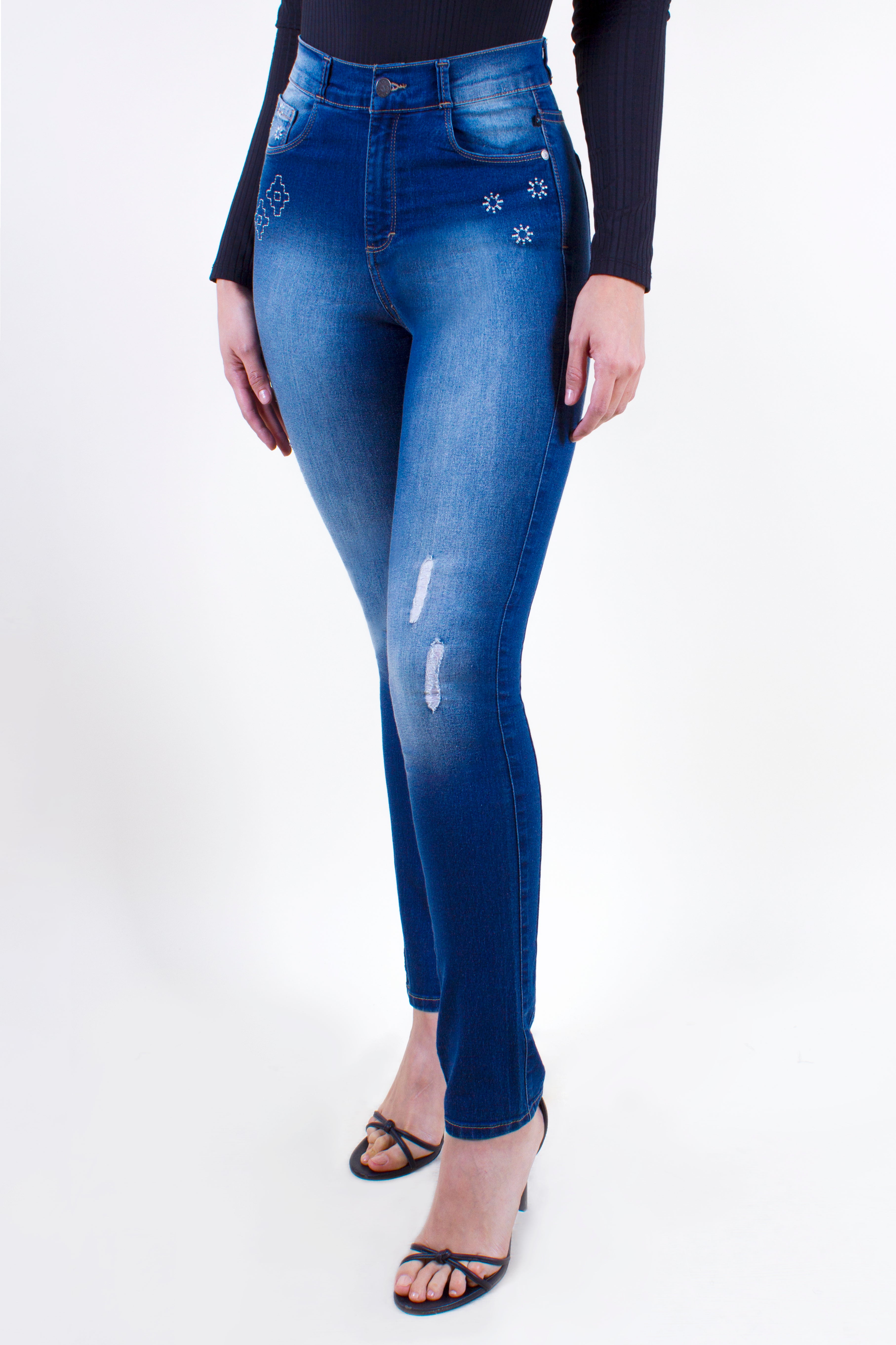 Deals calça jeans cintura alta skinny