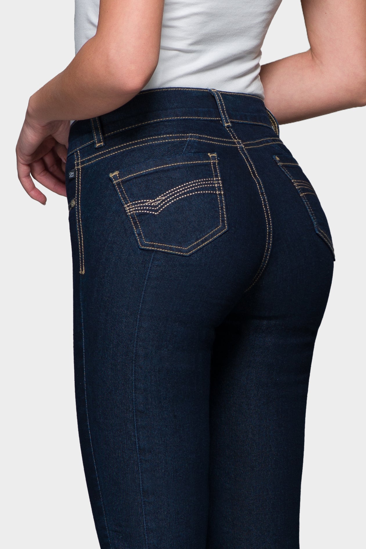 OHPOMP!® Cintura Alta Straight Jeans Azul B099