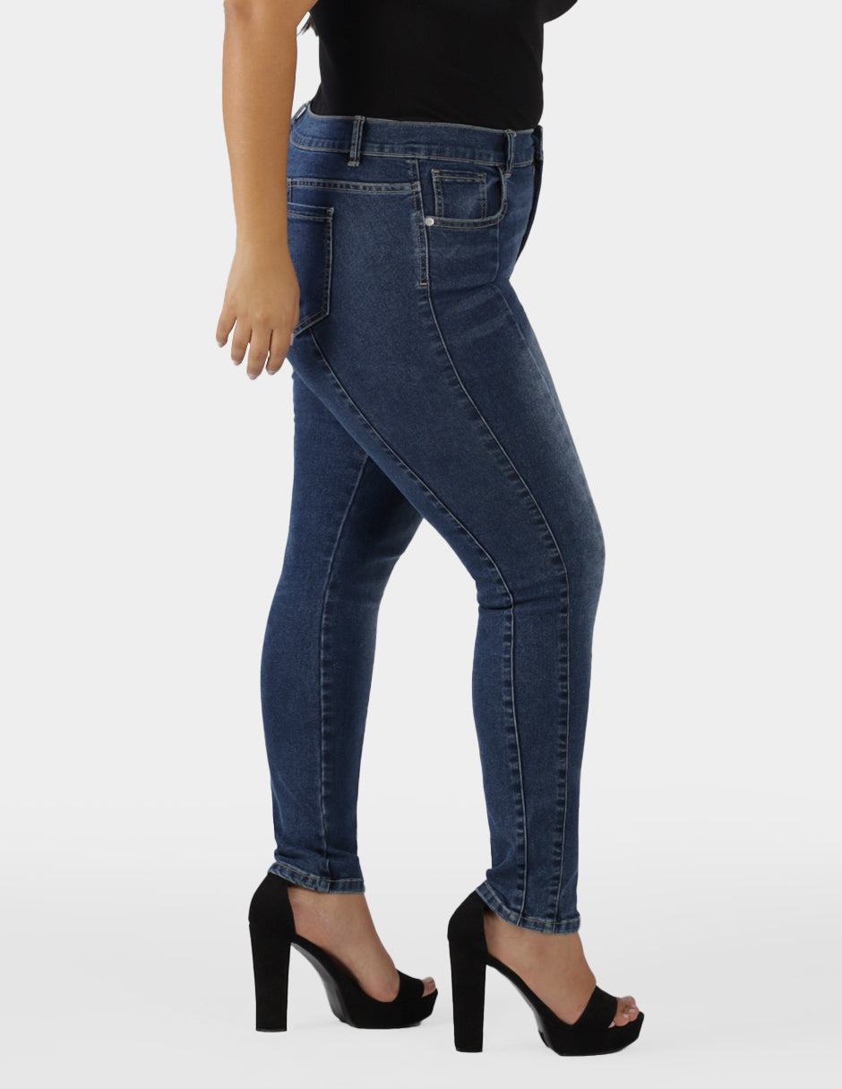 OHPOMP!® Curvy Cintura Alta Skinny Jeans Azul Medio OPE1736