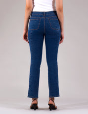 OHPOMP!® Cintura Alta Boot Cut Jeans Azul Medio OP1699