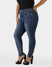 OHPOMP!® Curvy Cintura Alta Skinny Jeans Azul Medio OPE1736