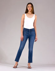 OHPOMP!® Cintura Alta Boot Cut Jeans Azul Medio OP1699