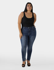 OHPOMP!® Curvy Cintura Alta Skinny Jeans Azul Medio OPE1736