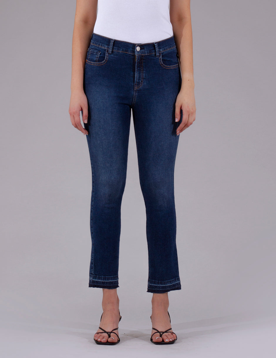 OHPOMP!® Cintura Alta Straight Jeans Azul Medio OP1711