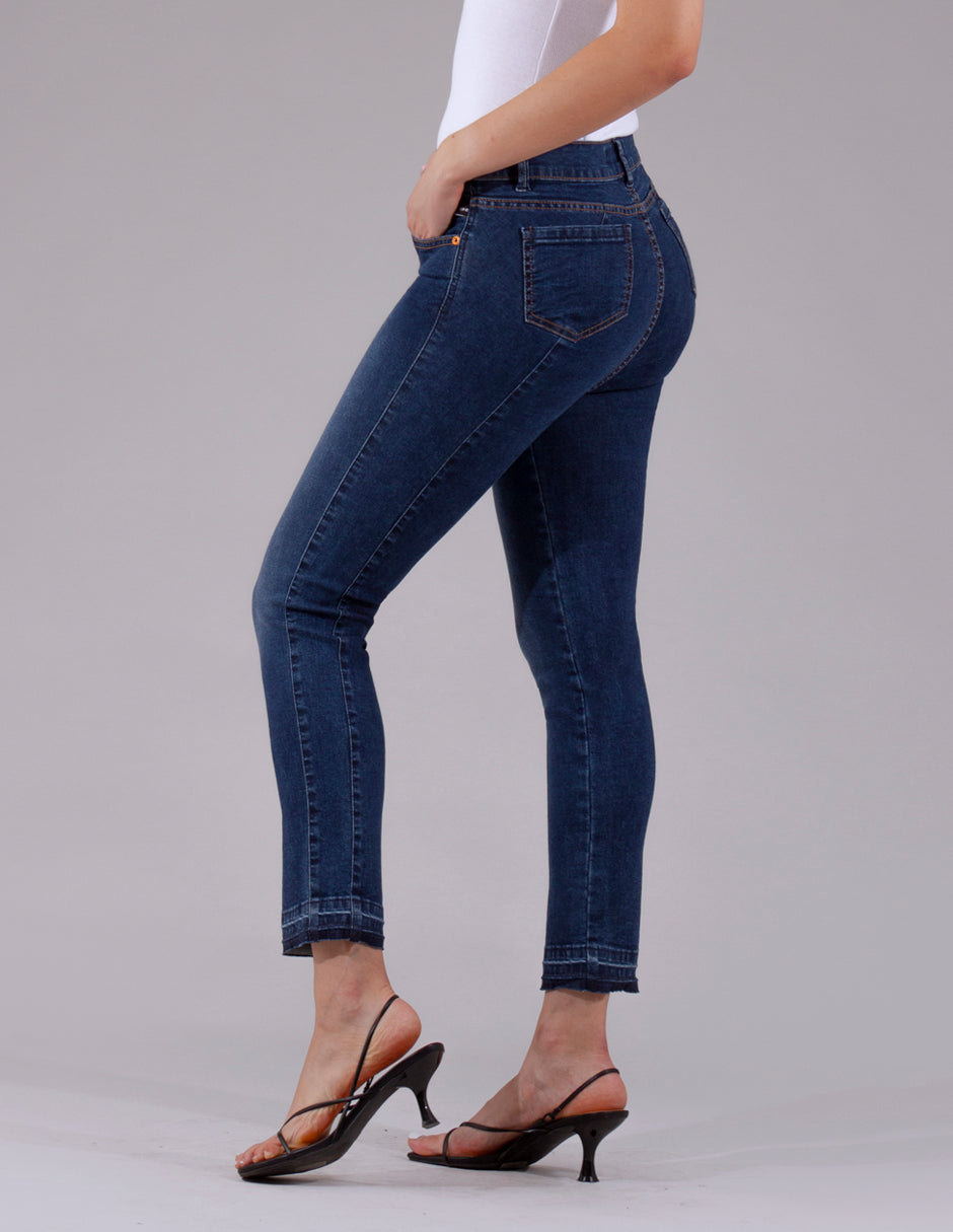 OHPOMP!® Cintura Alta Straight Jeans Azul Medio OP1711