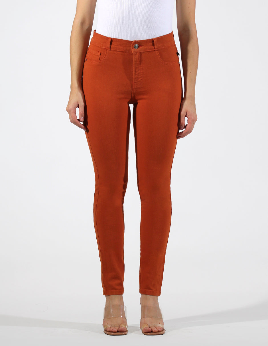 OHPOMP!® Cintura Alta Skinny Jeans Ladrillo OP1760