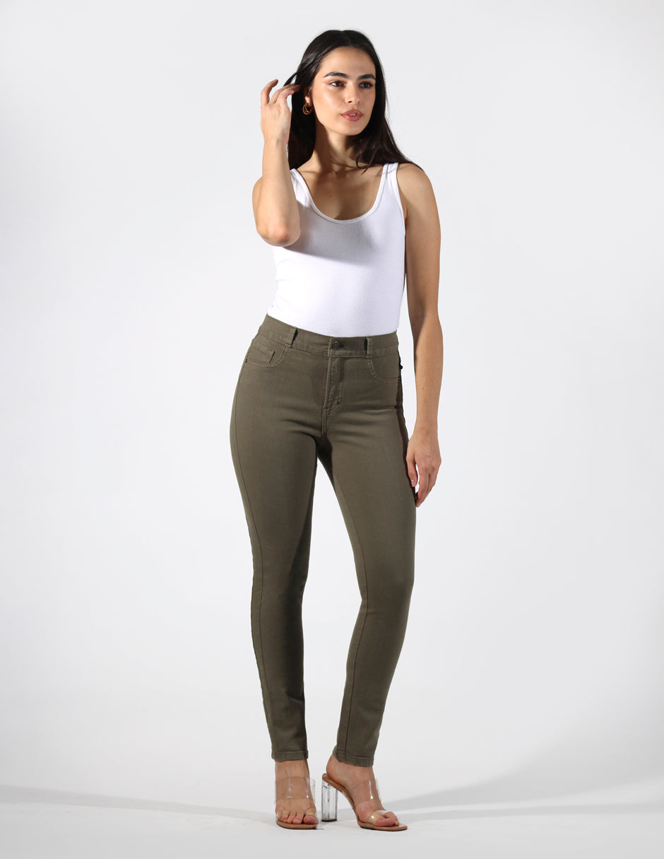 OHPOMP!® Cintura Alta Skinny Jeans Verde OP1760