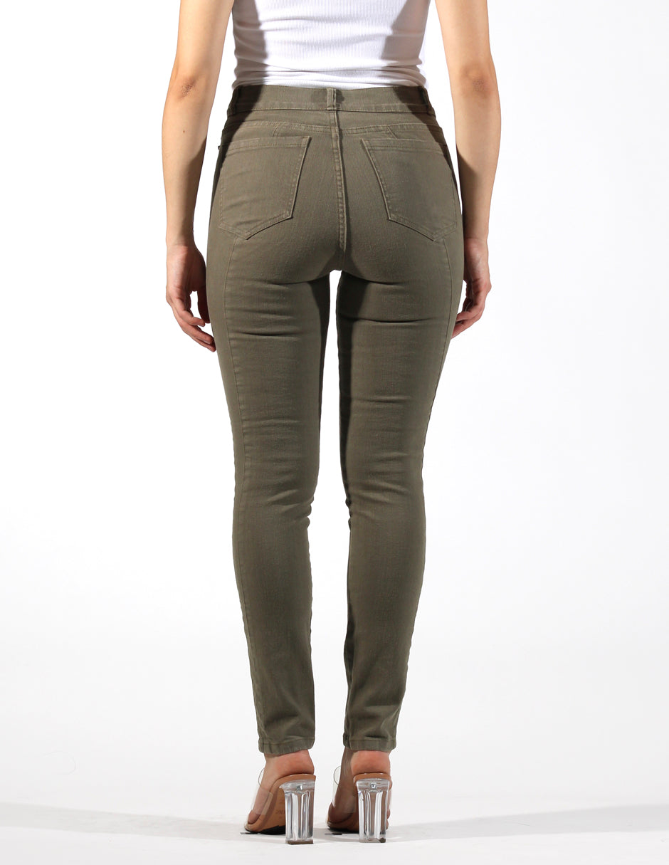 OHPOMP!® Cintura Alta Skinny Jeans Verde OP1760