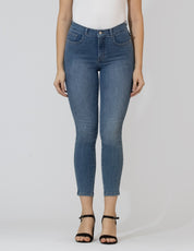 OHPOMP!® Cintura Alta Skinny Jeans Azul Medio OP1788