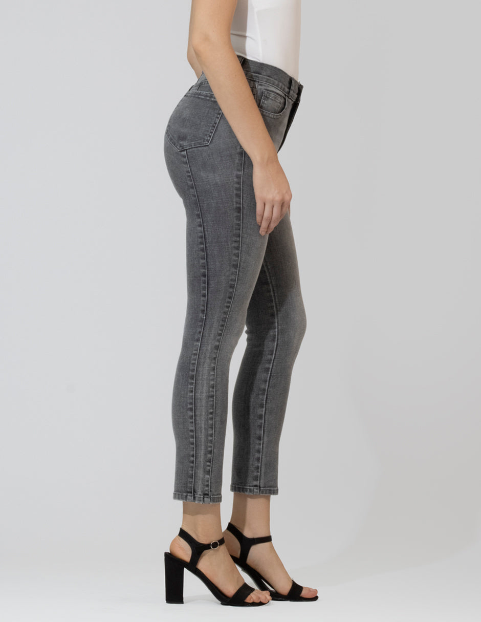 OHPOMP!® Cintura Alta Skinny Jeans Gris OP1786