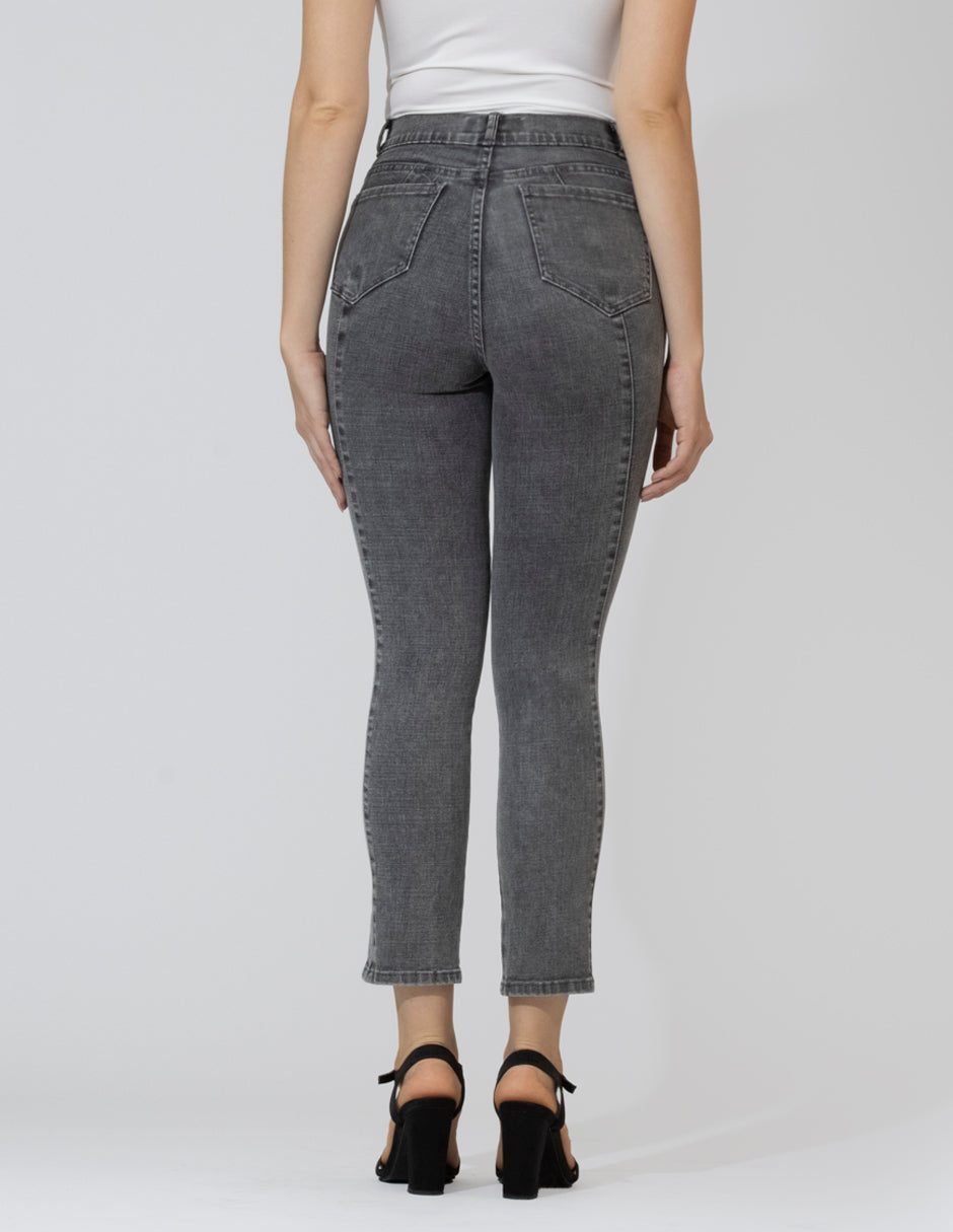 OHPOMP!® Cintura Alta Skinny Jeans Gris OP1786