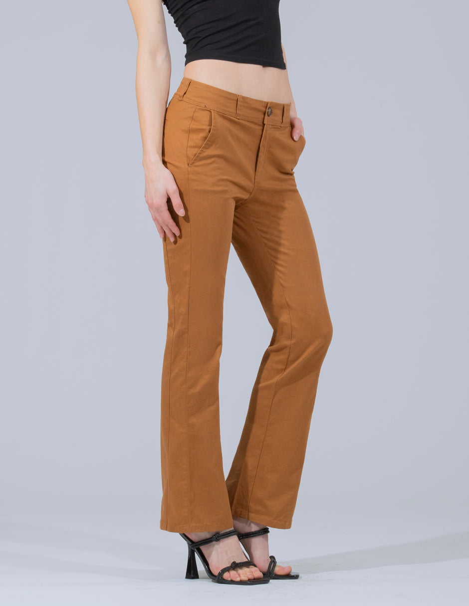 OHPOMP!® Cintura Alta Skinny Boot Cut Café OP1742