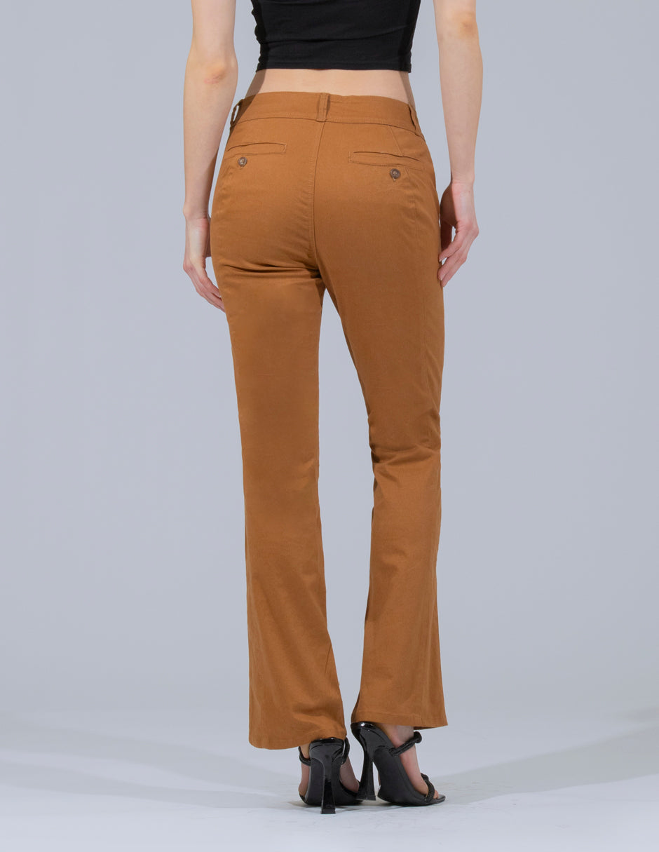 OHPOMP!® Cintura Alta Skinny Boot Cut Café OP1742