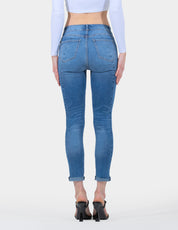 OHPOMP!® Cintura Alta Skinny Cropped Azul Medio OP1738