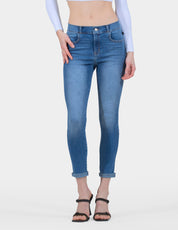 OHPOMP!® Cintura Alta Skinny Cropped Azul Medio OP1738