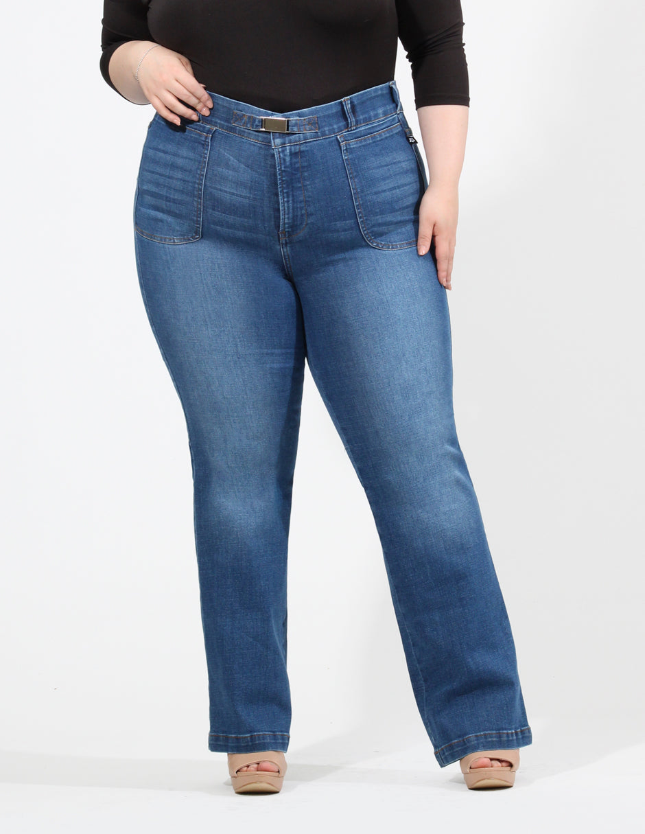 Curvy Jeans Cintura Alta Recto Azul Medio