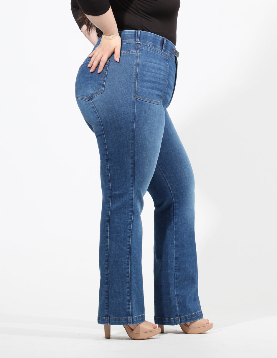 Curvy Jeans Cintura Alta Recto Azul Medio