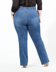 Curvy Jeans Cintura Alta Recto Azul Medio