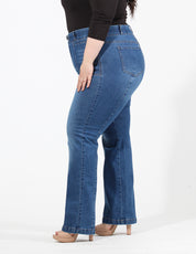 Curvy Jeans Cintura Alta Recto Azul Medio