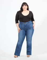 Curvy Jeans Cintura Alta Recto Azul Medio