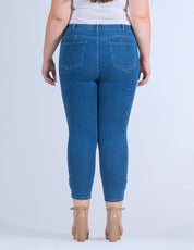 OHPOMP!® Curvy Cintura Alta Skinny con Moño Azul Medio OPE1750