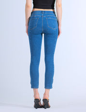 OHPOMP!® Cintura Alta Skinny con Moño Azul Medio OP1750