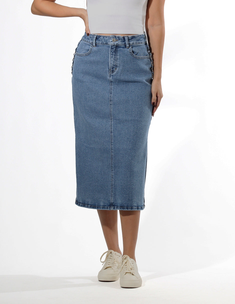 Falda Denim Azul Medio