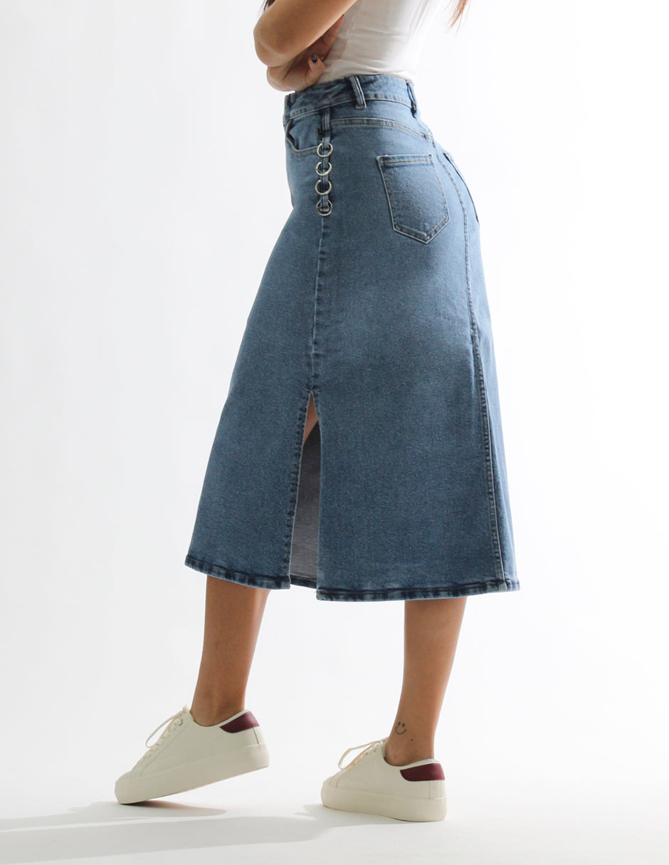 Falda Denim Azul Medio