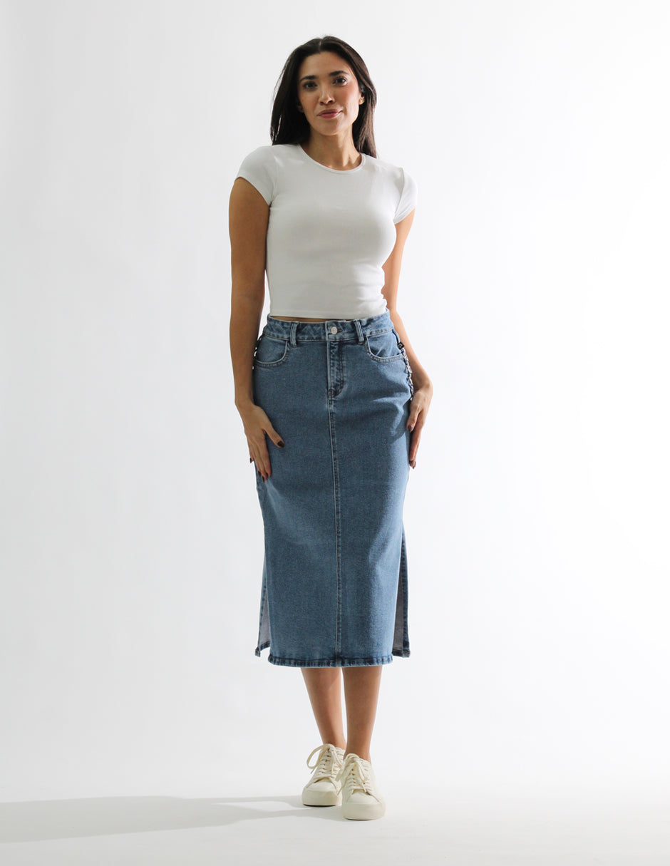 Falda Denim Azul Medio