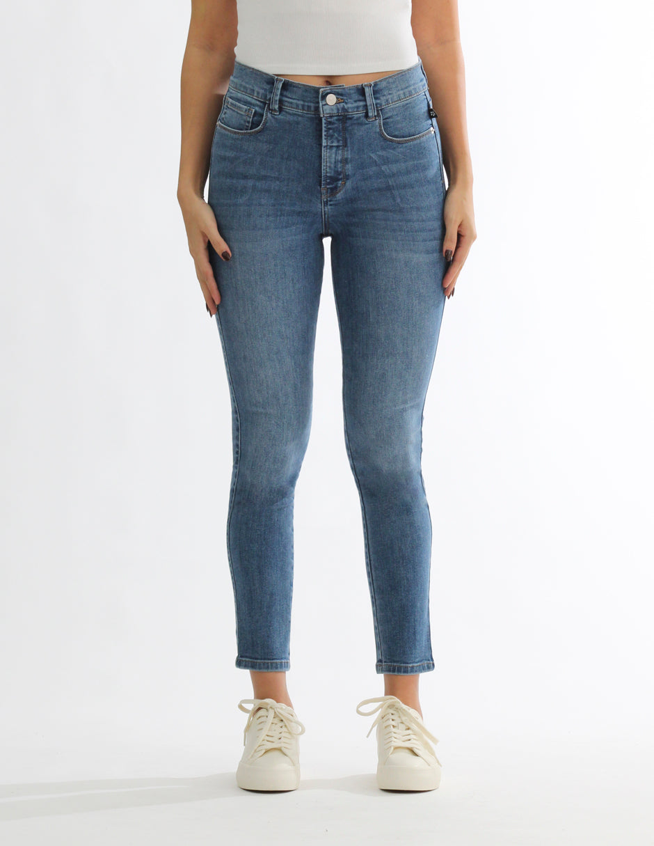 Jeans Cintura Media Skinny Azul Claro