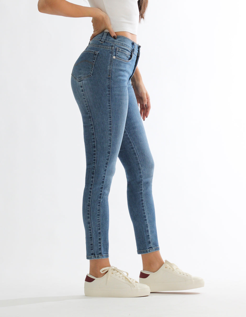 Jeans Cintura Media Skinny Azul Claro