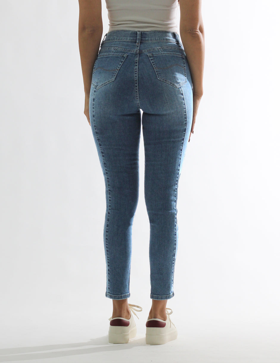 Jeans Cintura Media Skinny Azul Claro