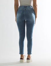 Jeans Cintura Media Skinny Azul Claro
