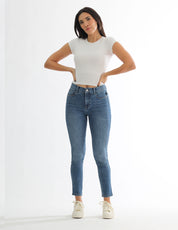Jeans Cintura Media Skinny Azul Claro