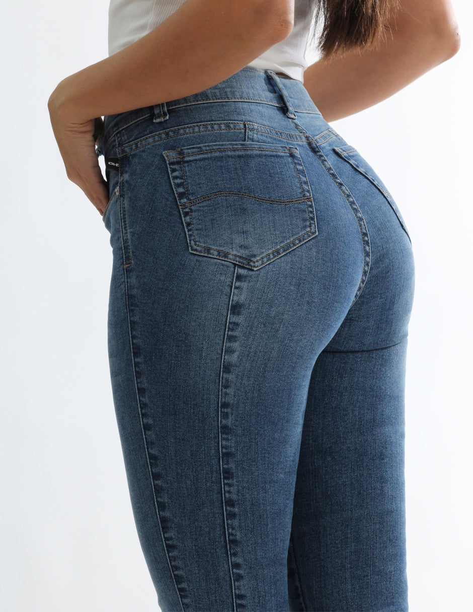 Jeans Cintura Media Skinny Azul Claro