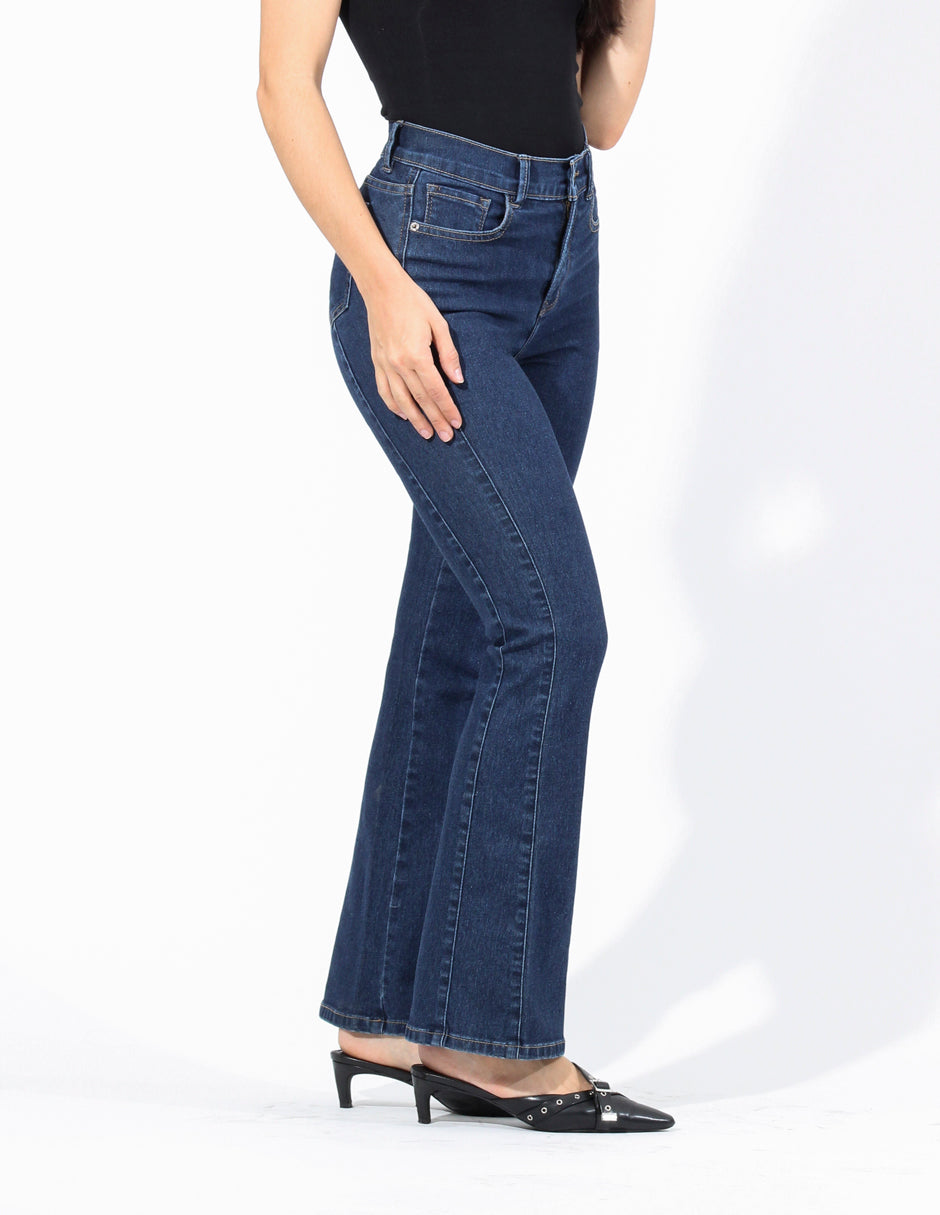 Jeans Cintura Alta Bootcut en Azul Medio