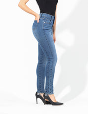 Jeans Cintura Alta Skinny en Azul Medio