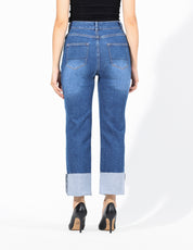 Jeans Cintura Alta Recto en Azul Claro