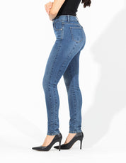 Jeans Cintura Alta Skinny en Azul Medio