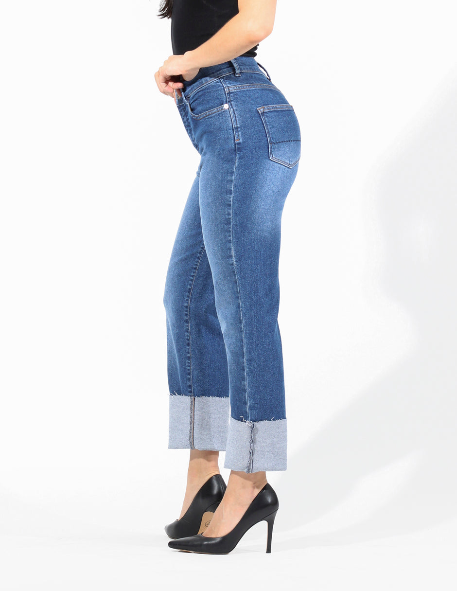 Jeans Cintura Alta Recto en Azul Claro