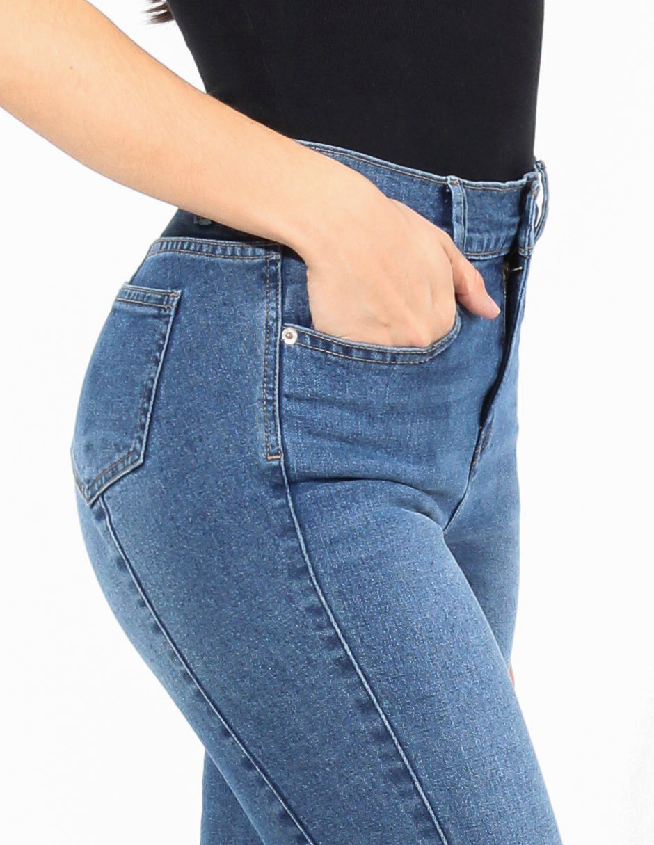 Jeans Cintura Alta Skinny en Azul Medio