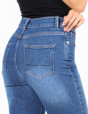 Jeans Cintura Alta Recto en Azul Claro