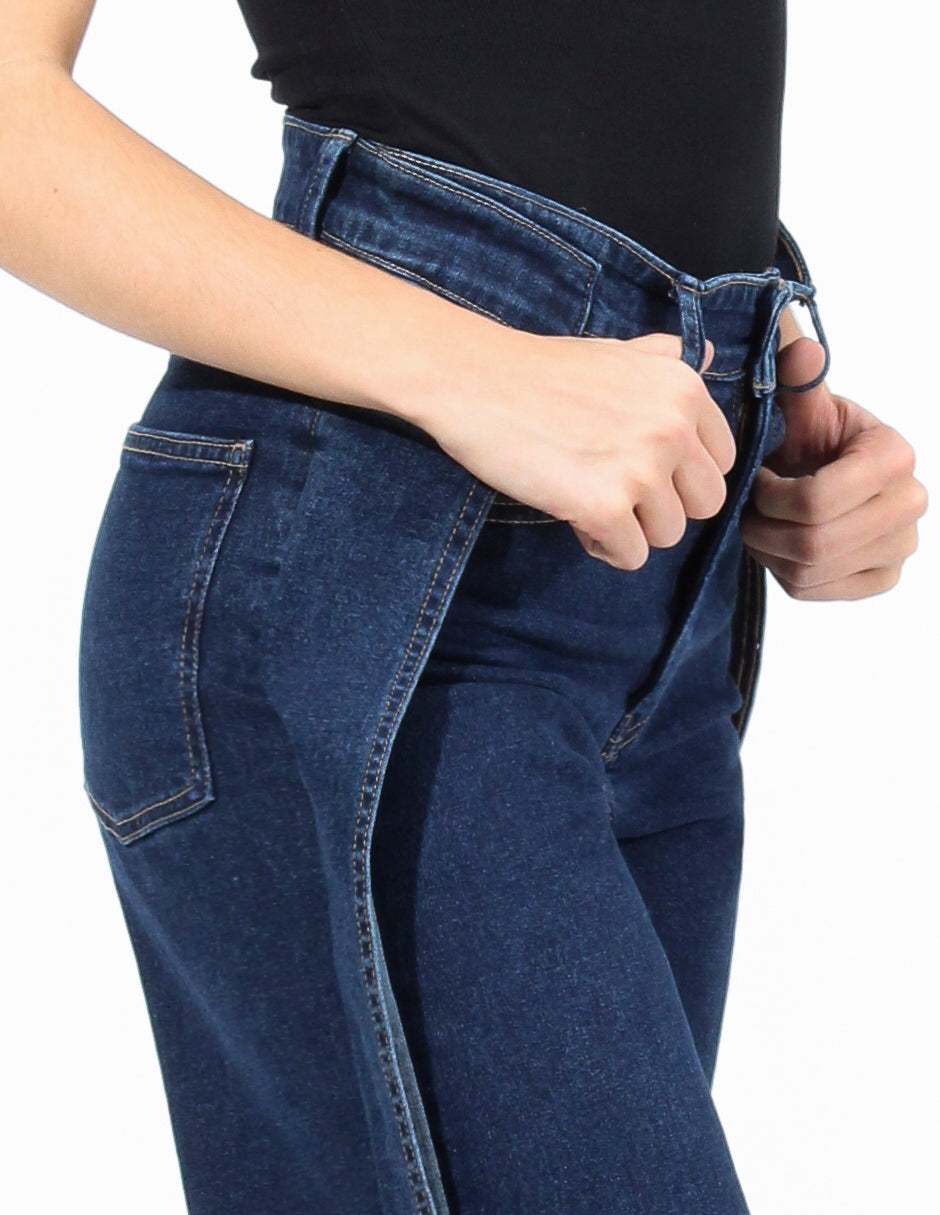 Jeans Cintura Media Palazzo en Azul Oscuro