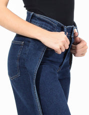Jeans Cintura Media Palazzo en Azul Oscuro