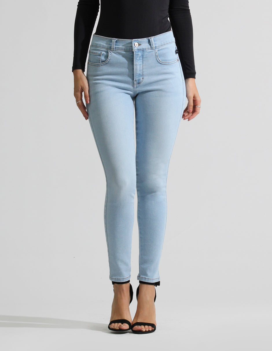 Jeans Cintura Media Skinny Azul Claro