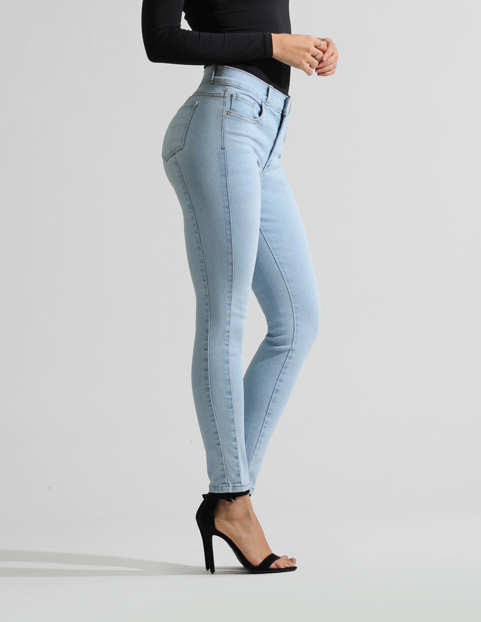 Jeans Cintura Media Skinny Azul Claro