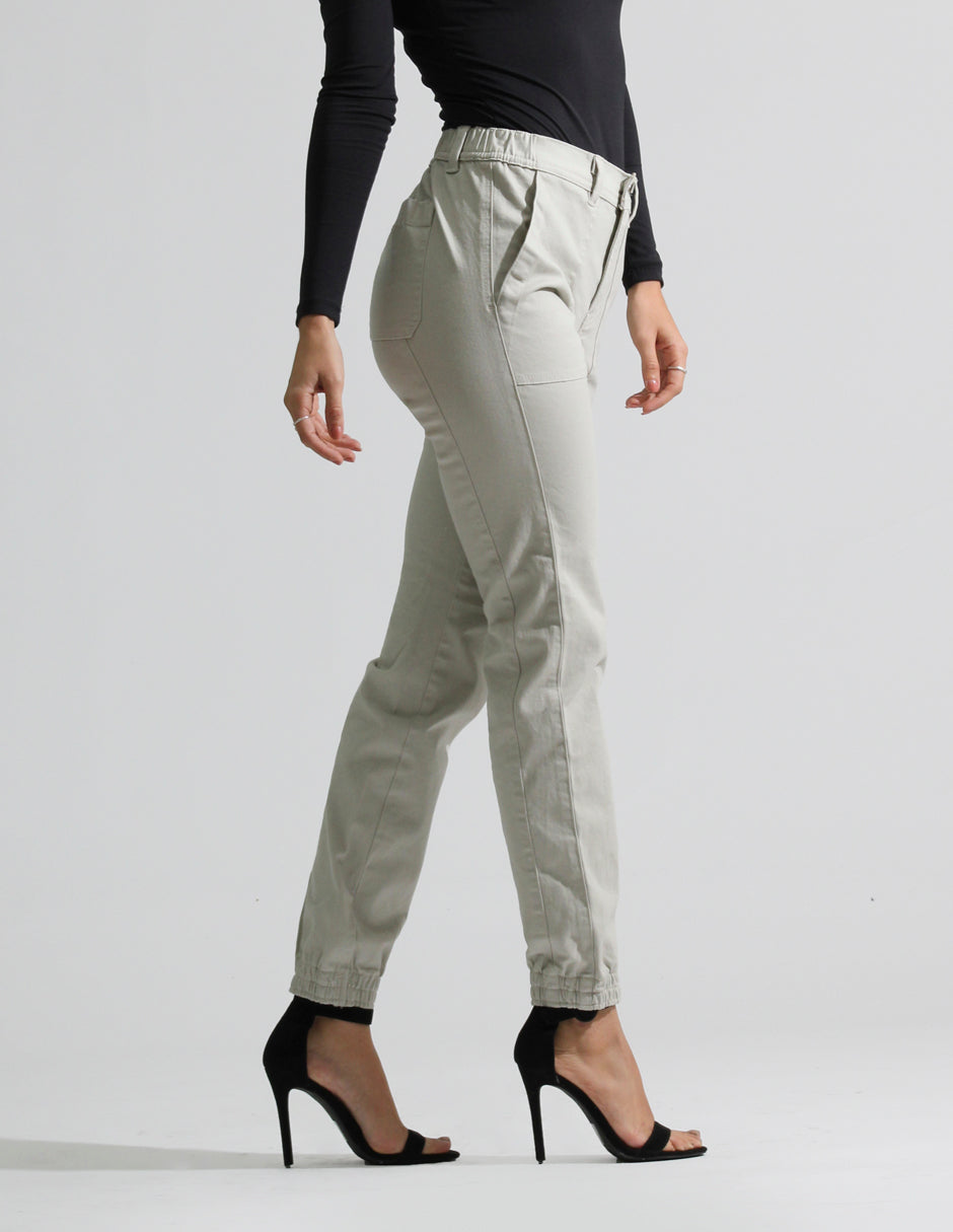Jogger Cintura Media Beige