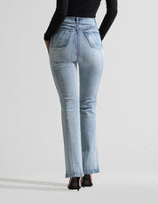 Jeans Cintura Alta Flare en Azul Claro