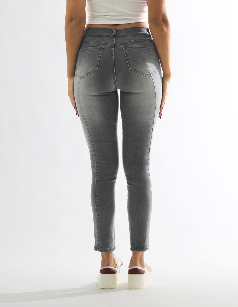 Jeans Cintura Media Skinny en Gris