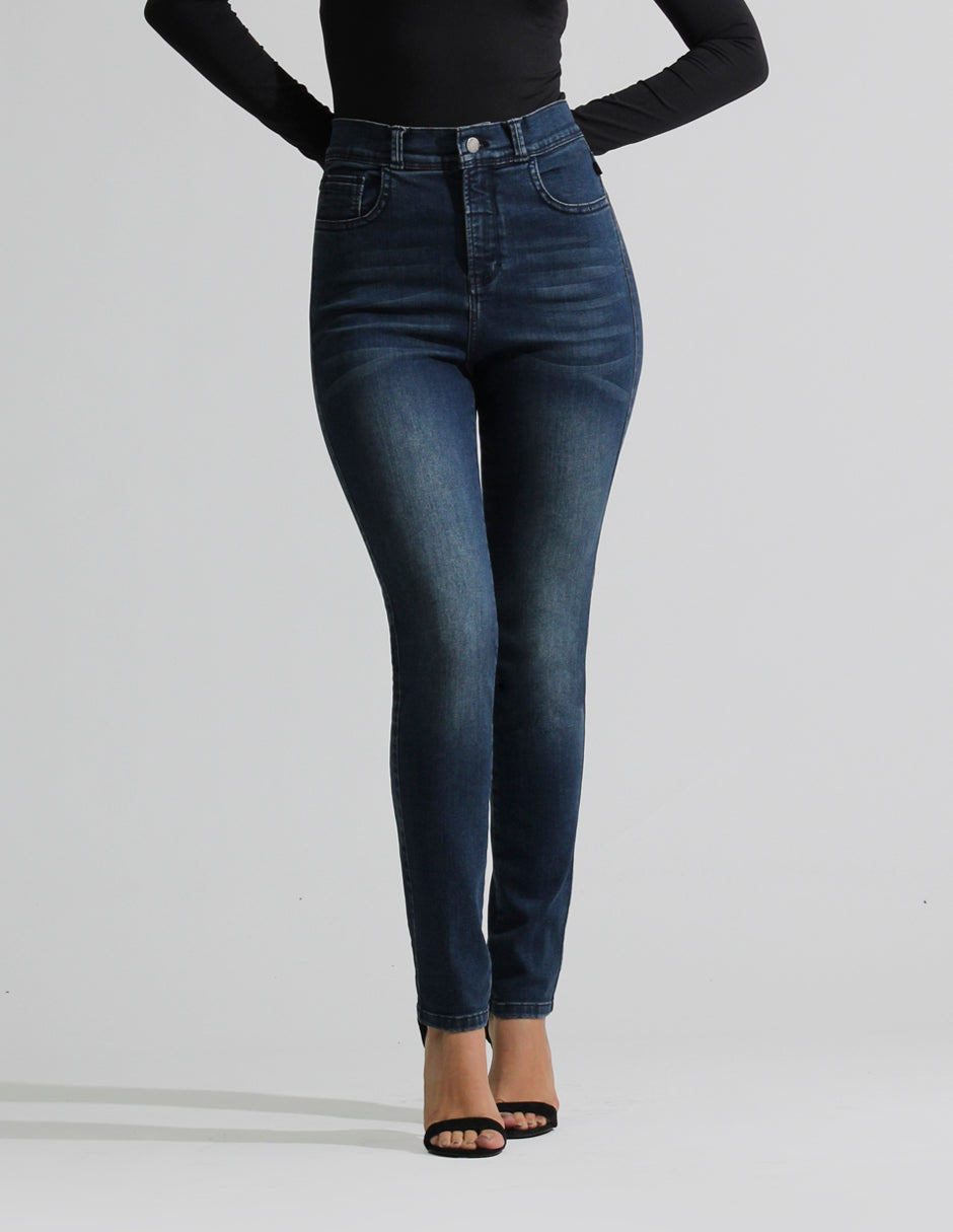 Jeans Cintura Alta Skinny en Azul Oscuro